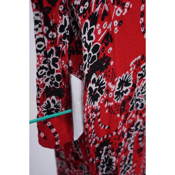 Free People Dress Women 2‎ Red Black Floral Twisted Waisted Pockets Boho Chic - Picture 7 of 12